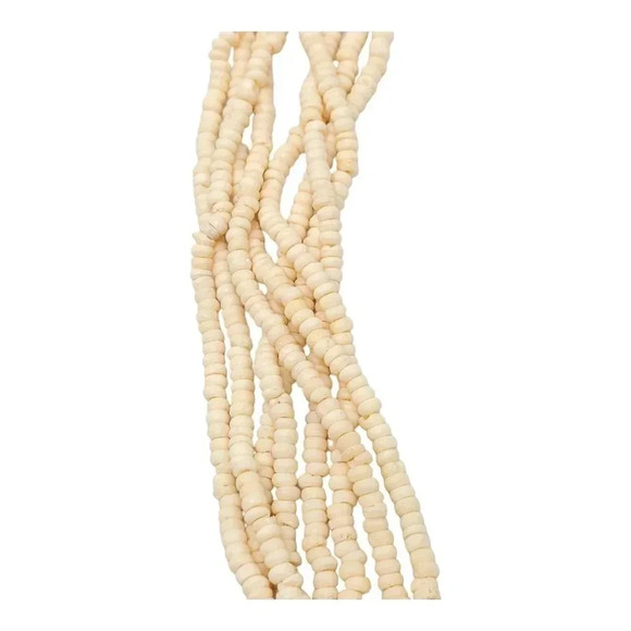 Bovine Bone Bead Beaded Multi-Strand Statement Silver Tone Necklace - Picture 4 of 6